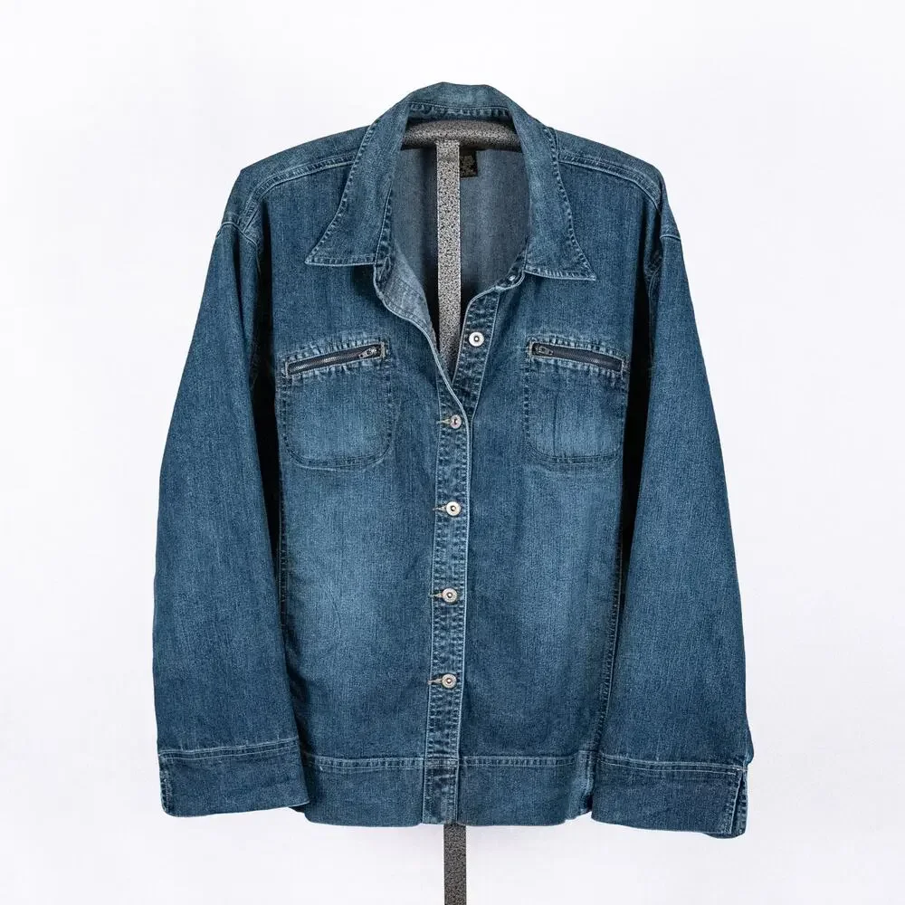 Ashley Stewart Women's Denim Trucker Jacket Size 24W Classic Casual Western Jean